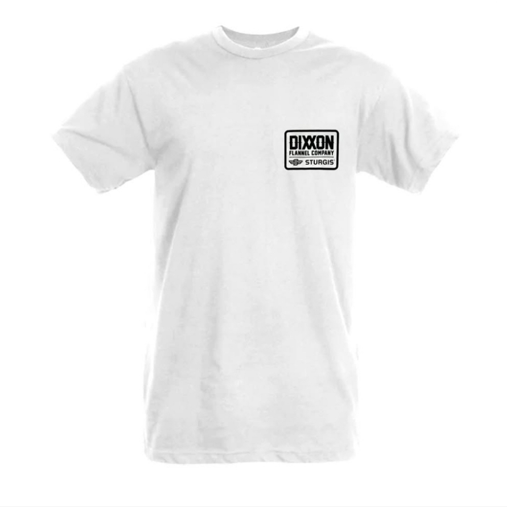 Genuine Dixxon Flannel Men's T-Shirt Short Sleeve White Medium Sturgis Badge New